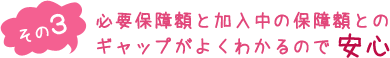 （その３）必要保障額と加入中の保障額とのギャップがよくわかるので安心